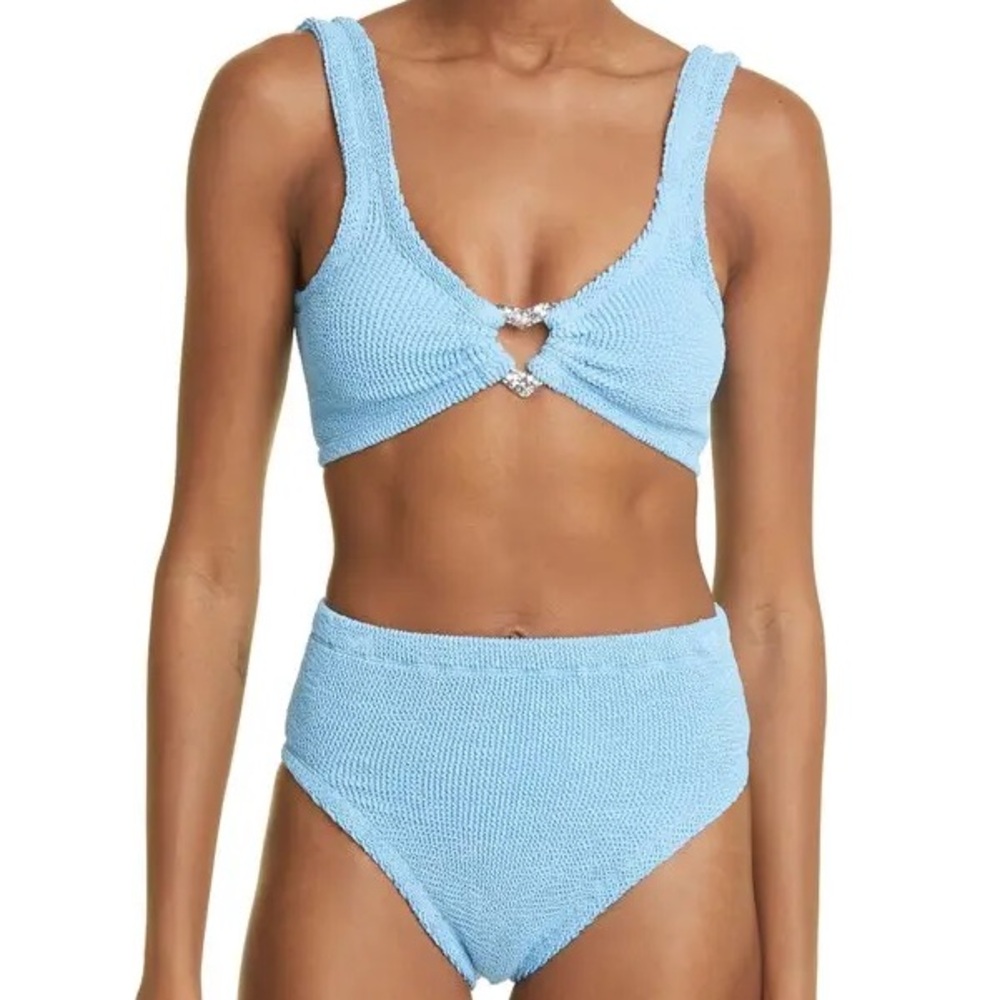 HUNZA G JESSICA HEART CLASP BIKINI IN SKY BLUE